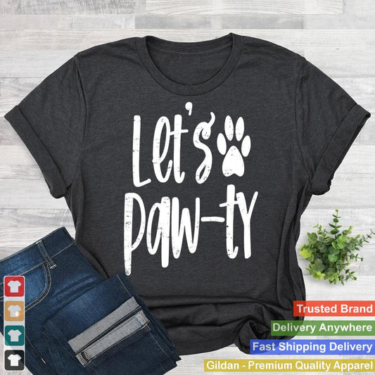 Funny Let's Paw-ty Love Dogs Mom Retro