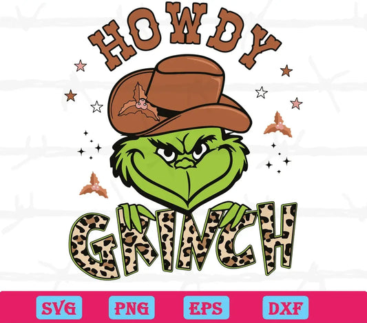 Vinatge Howdy Grinch, Svg Png Dxf Eps Digital Download