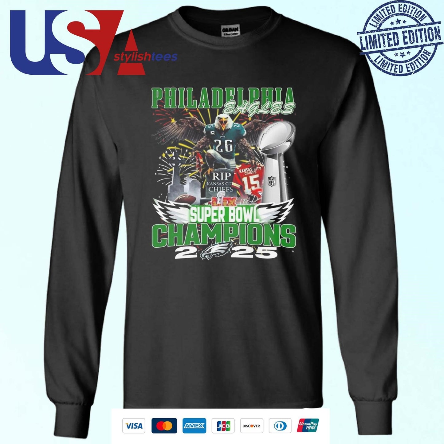 Philadelphia Eagles Super Bowl LIX Champions 2025 Rip Kansas City Chiefs Shirt