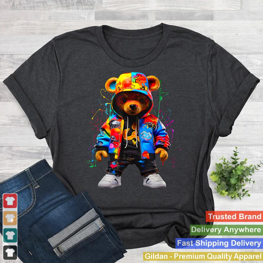 Hip-Hop Teddy-Bear Colorful TeddyBear With Hoodie Graphic