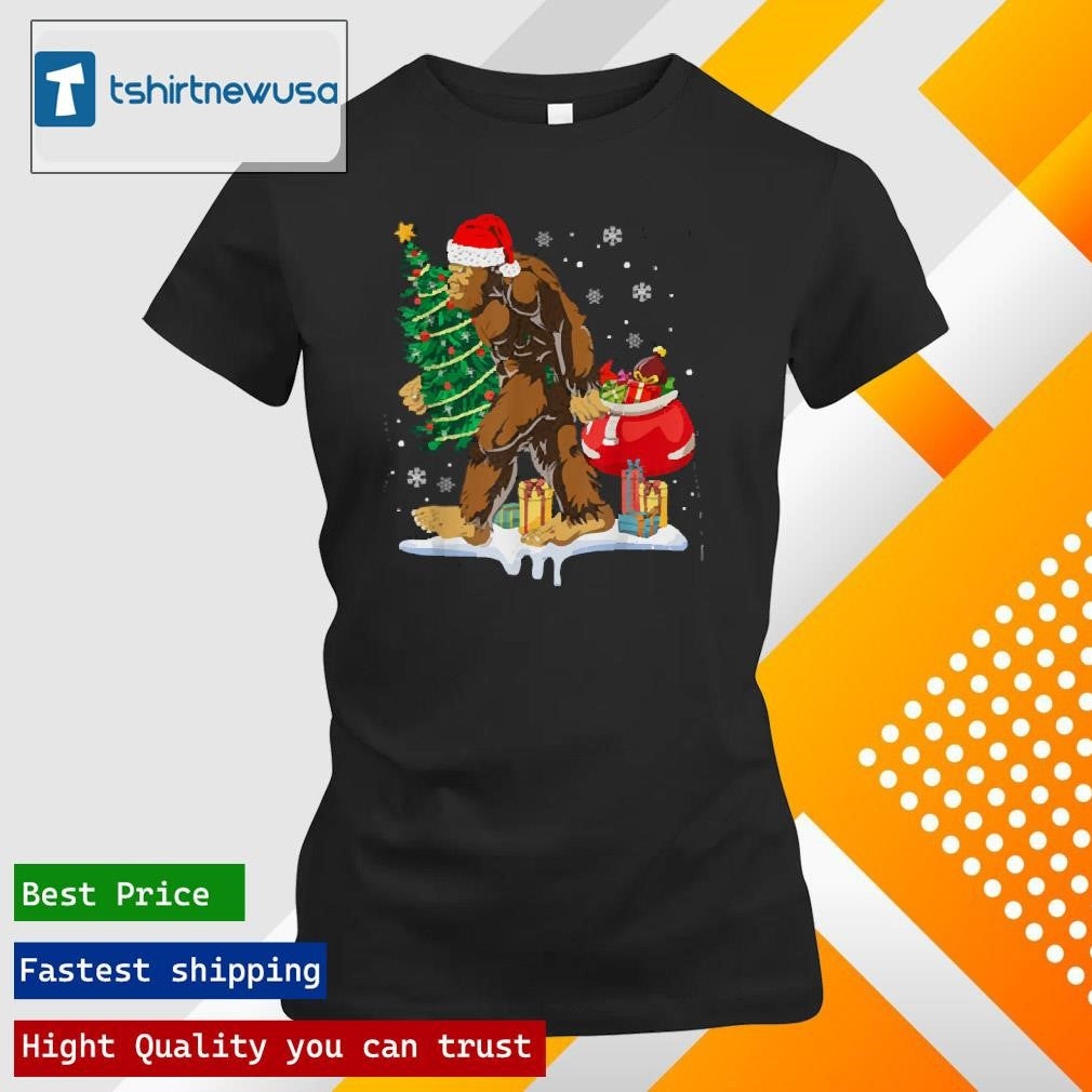 Official Bigfoot Christmas Tree Lights Xmas Sasquatch Lovers 2024 T Shirts