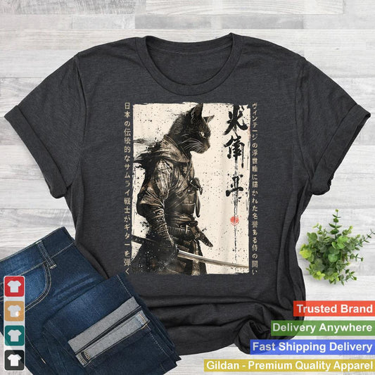 Samurai Cat Warrior Ukiyo Ink Artwork Cat Samurai