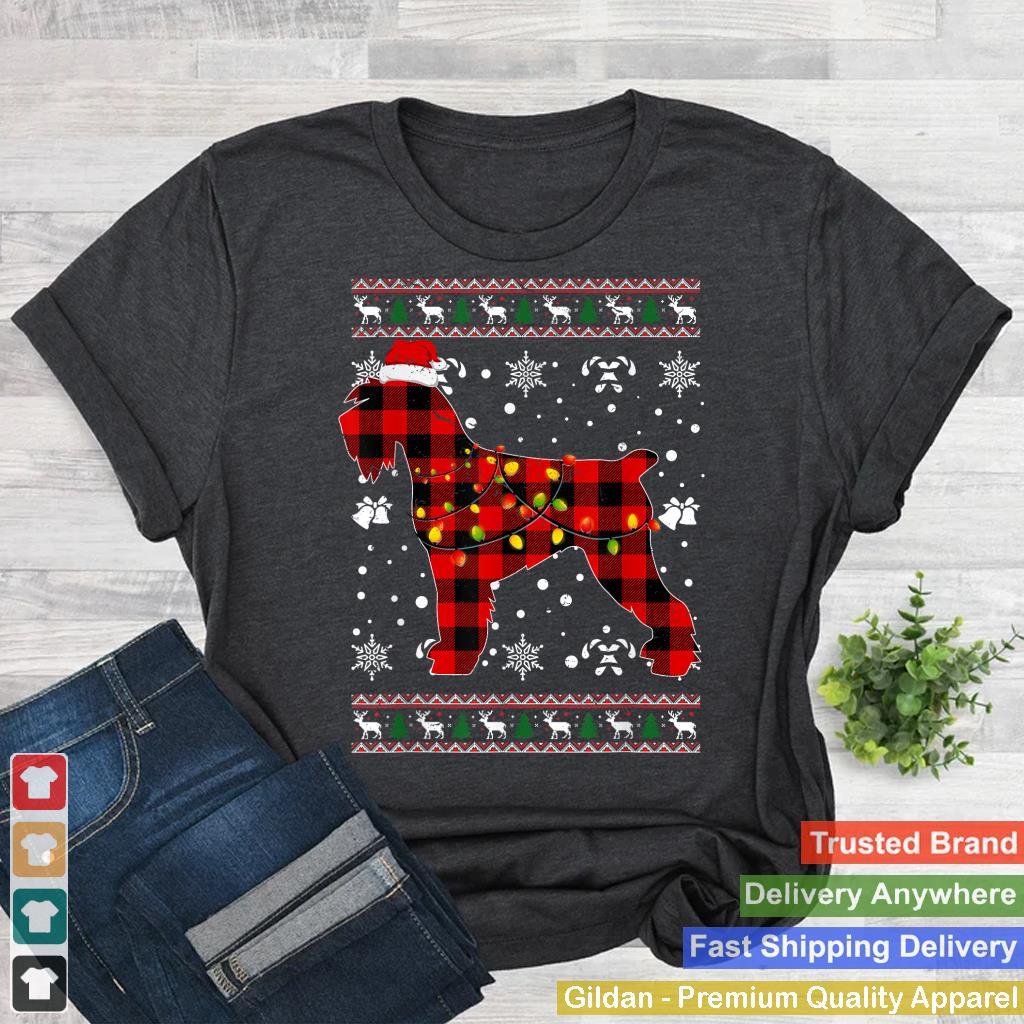 Christmas Shirt for Schnauzer Lover Gift Santa Buffalo Plaid