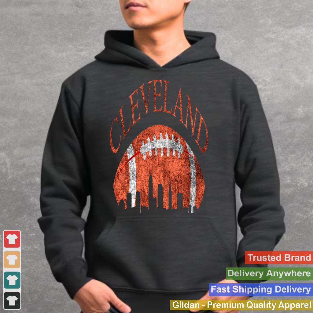 Vintage Downtown Cleveland Ohio Skyline Football Gift Sweatshirt