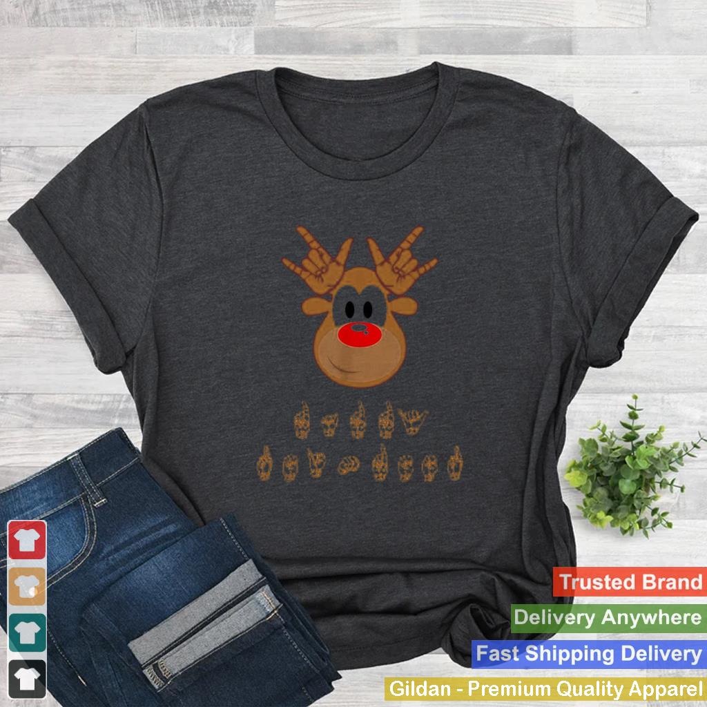 Asl Sign Language Deaf Christmas Reindeer Sweater Shirt