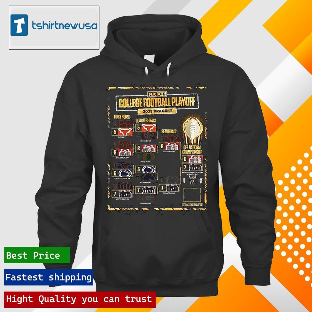 Original The College Football Playoff 2025 Bracket CFP National Championship Game For Ohio State Buckeyes Vs Notre Dame Fighting Irish Unisex Shirts