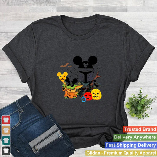 Baby Yoda and The Mandalorian pumpkin spooky Happy Halloween shirt