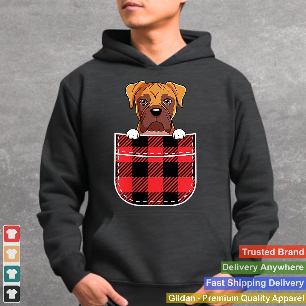 Cute Boxer Dog In Buffalo Plaid Pocket Christmas Gift