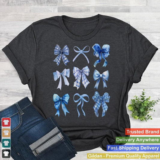 Blue Bow and Ribbon Cute Graphic For Women