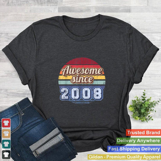 Awesome Since 2008 13th Birthday Party Retro Vintage Men T Shirt 2