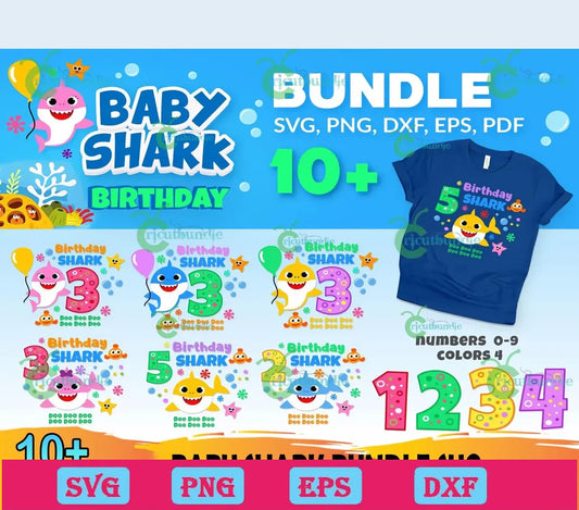 10+ Baby Shark Birthday Bundle Svg