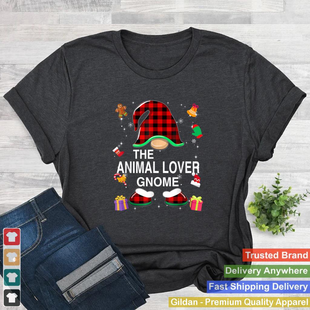 Animal Lover Gnome Buffalo Plaid Matching Family Christmas T Shirt