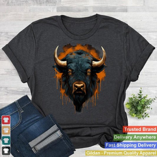 Bison Portrait Splash Buffalo Colorful Artwork Wildlife