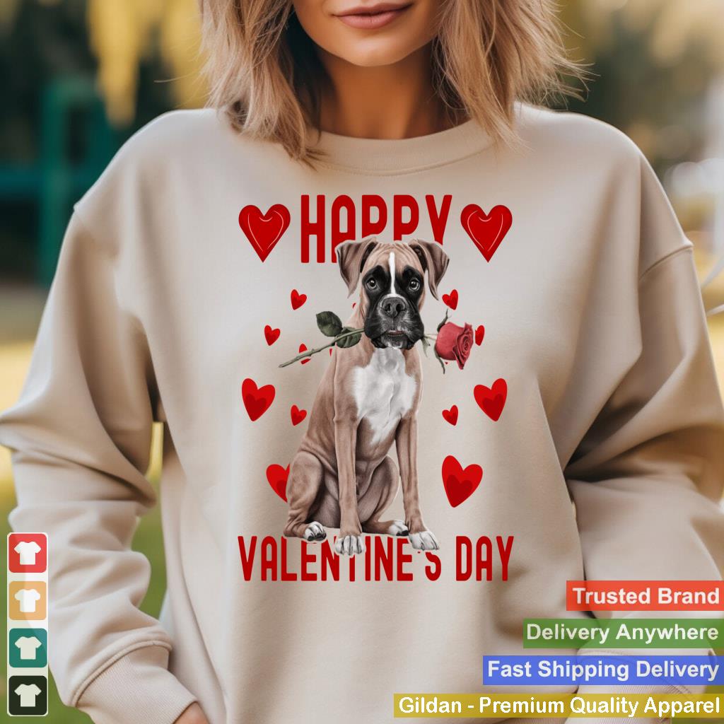 Cute Boxer Dog Red Hearts Couples Happy Valentines Day