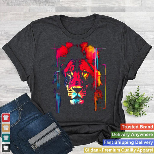 Lion Geometric Abstract Animal Art Colorful Graphic Lion