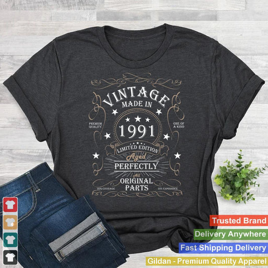 34th Birthday Retro Limited Edition Man Woman Vintage 1991