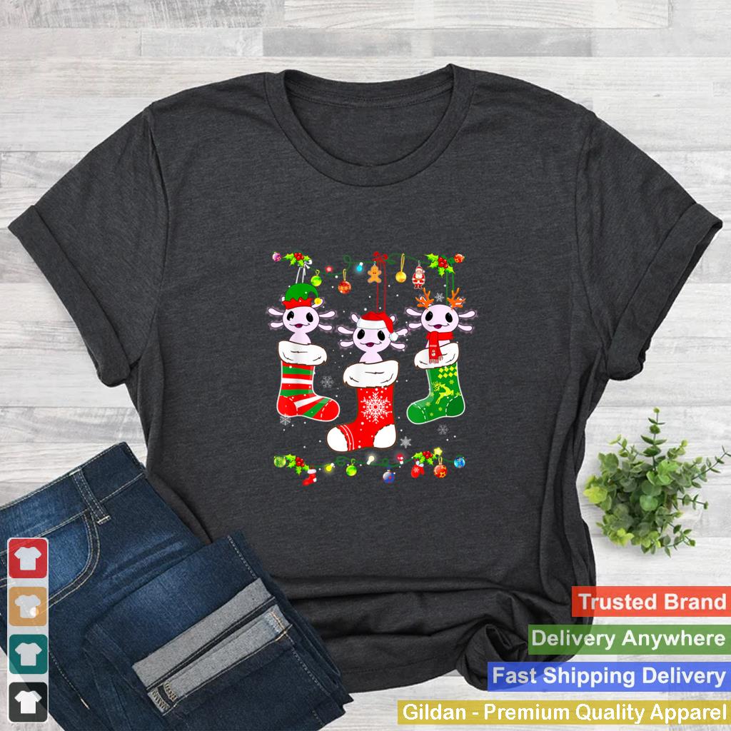 Axolotl Socks Christmas Light Funny Family Pajamas Xmas T Shirt