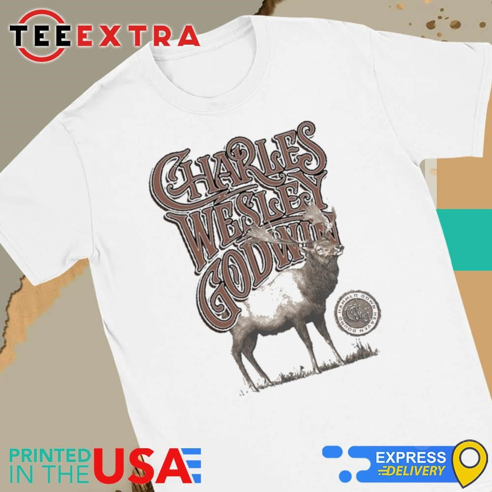 Official Charles Wesley Godwin Lonely Mountain Town Elk New Shirt