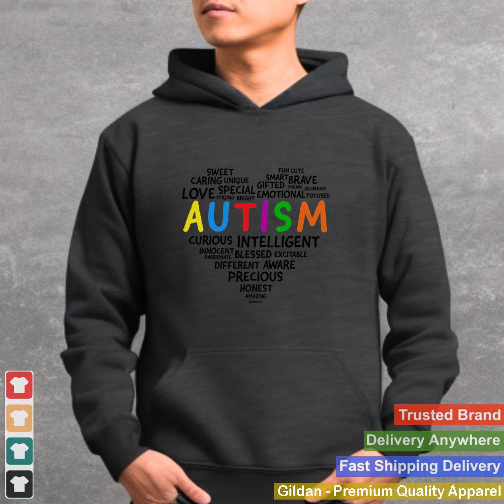 Autism sweet caring unique love special strong bright fun cute smart brave gifted emotionally focused shirt