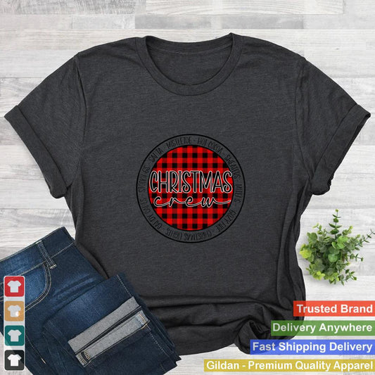 1kpk Christmas Crew Buffalo Plaid Merry Xmas Vibes December T Shirt