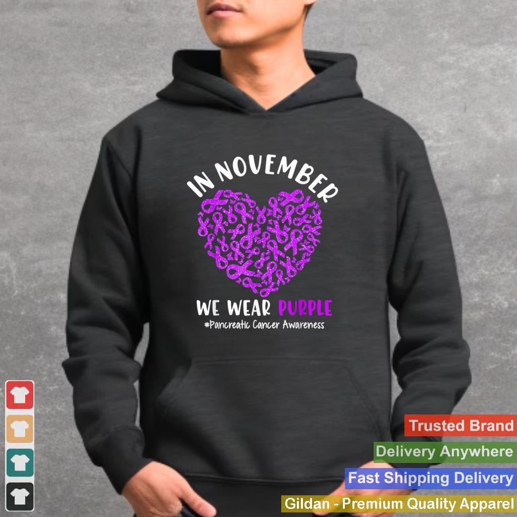 In November We Wear Purple Heart Pancreatic Cancer Awareness T Shirt