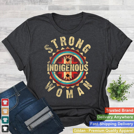 Native American Strong Indigenous Woman colorful vintage