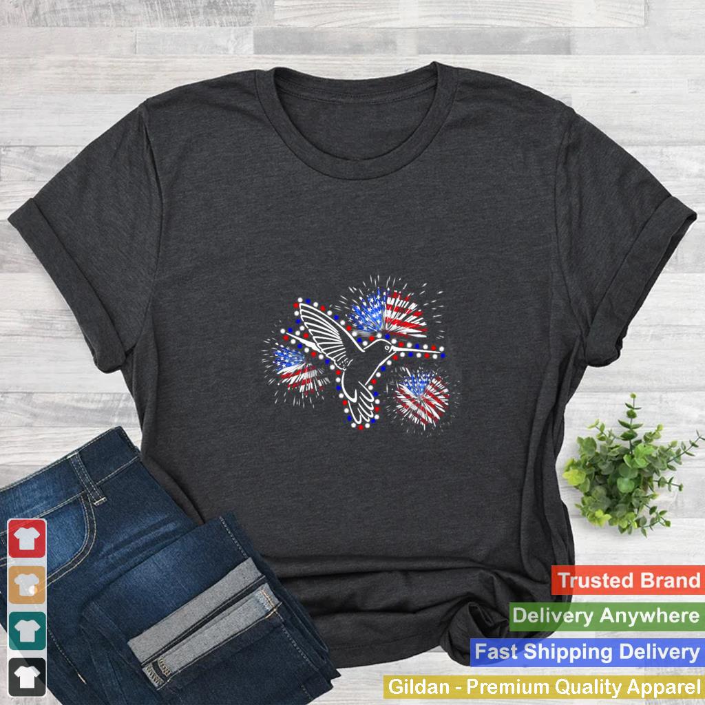 American Flag Hummingbird Flag Fireworks Bird Lover T shirt