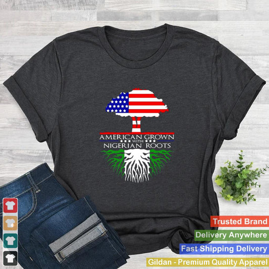 American Grown With Nigerian Roots African Us Flag Nigeria Pullover T shirt