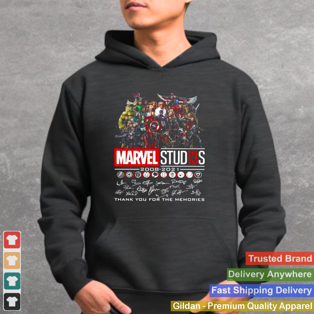 Avengers Marvel Studios 2008 2021 Signature Thank You For The Memories T shirt