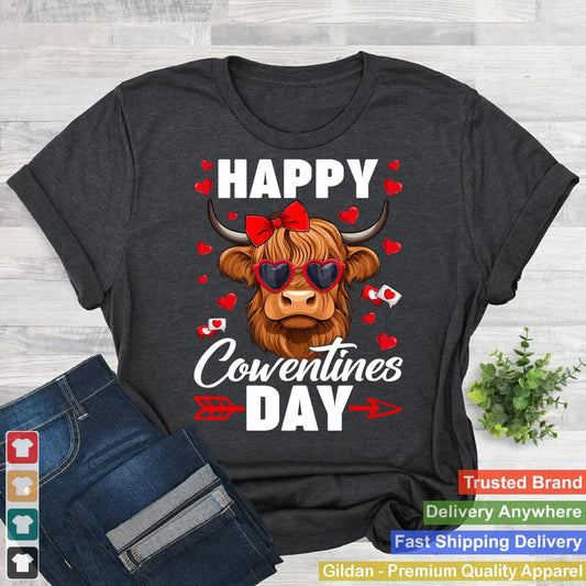 Cute Happy Cowentines Day Highland Cow Valentines Day Girls