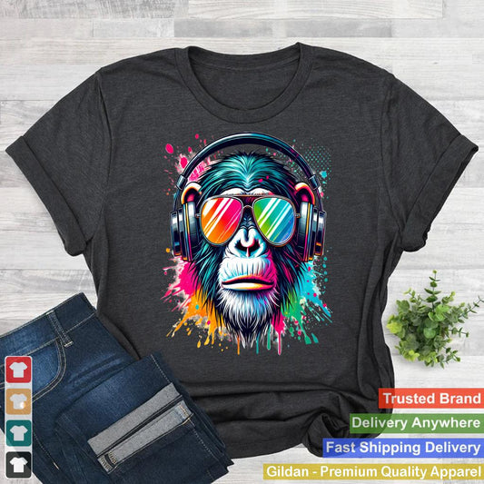 Colorful Cool Monkey Graffiti Headphones Art