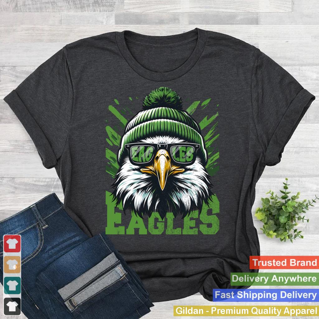 Retro Cute Face Eagles With Sunglasses Flying Bird