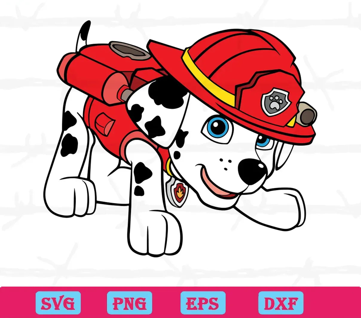 Lovely Marshall Paw Patrol Dalmatian Fire Dog, SVG PNG EPS DXF Illustrations