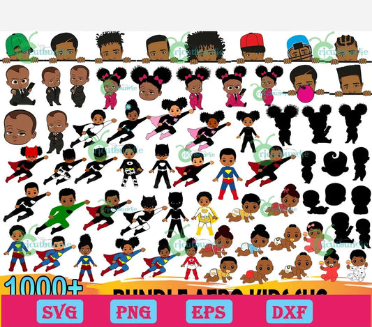 1000+ Bundle Afro Kids Svg