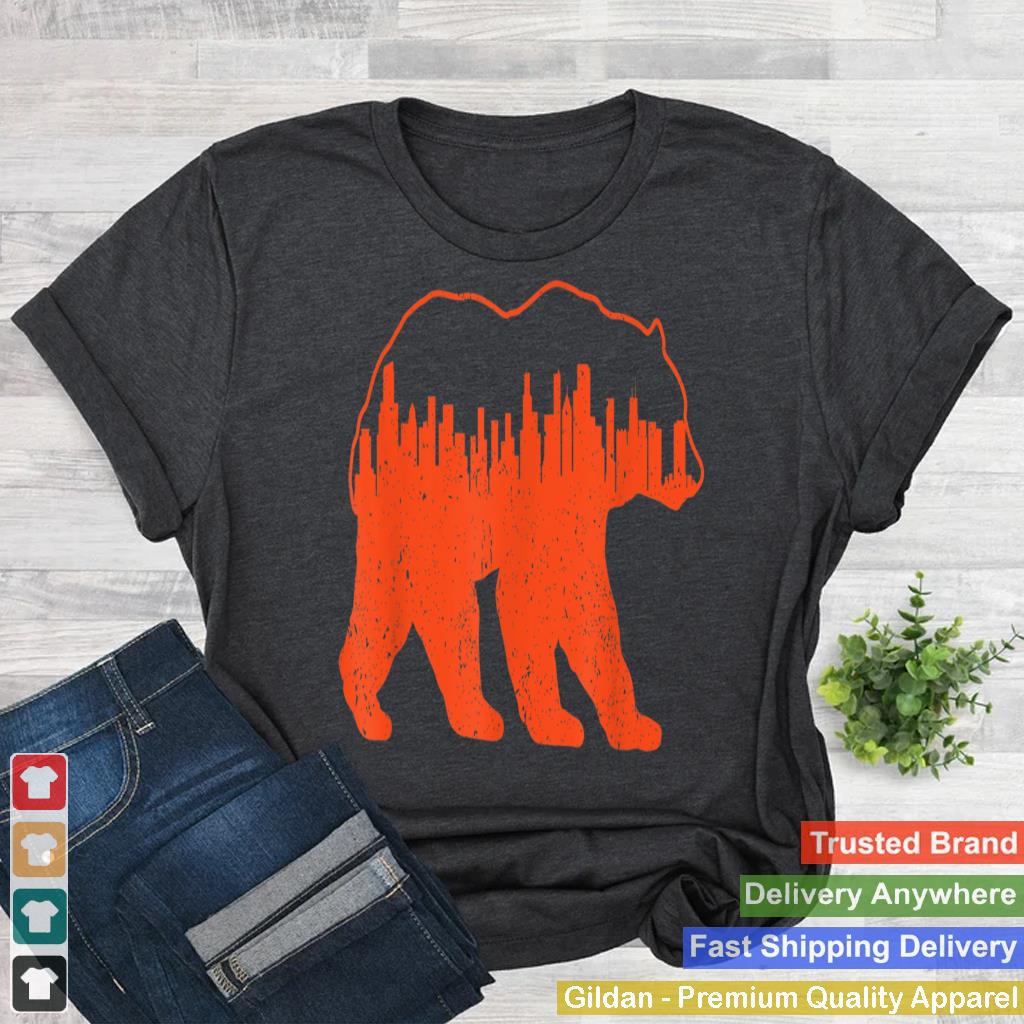 Vintage Downtown Chicago City Skyline Walking-Bear Novelty Sweatshirt