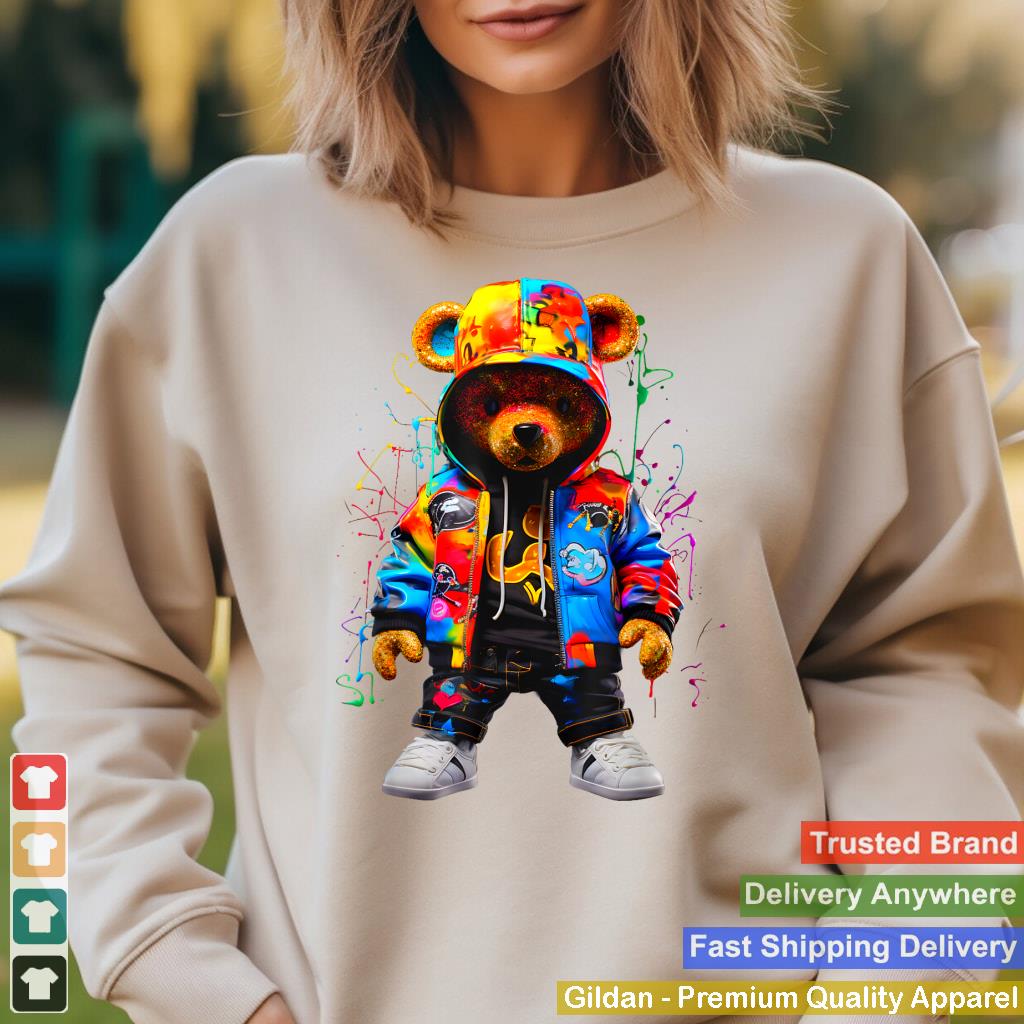 Hip-Hop Teddy-Bear Colorful TeddyBear With Hoodie Graphic