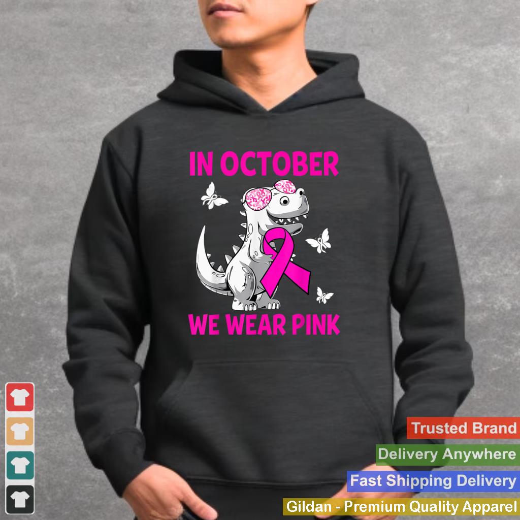 In October We Wear Pink Breast Cancer Awareness Kids Boys T Shirt 1