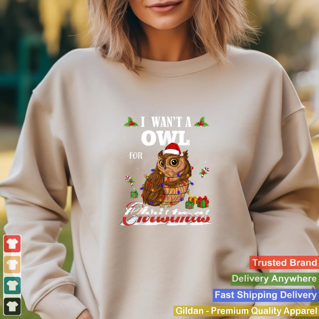 I Want a Owl Christmas Tree Light Santa Lover Safari Animal T Shirt