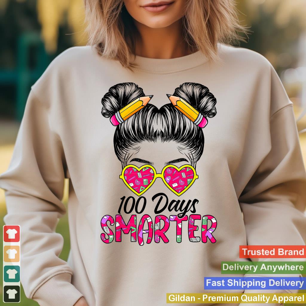 100 Days Smarter Girls Messy Bun Hair 100th Day Of School