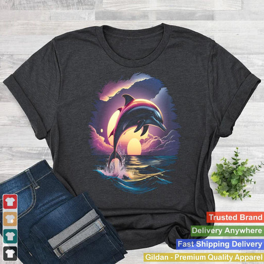 Dolphin Sunset Ocean Wave Sea Life Animal Lover Gift