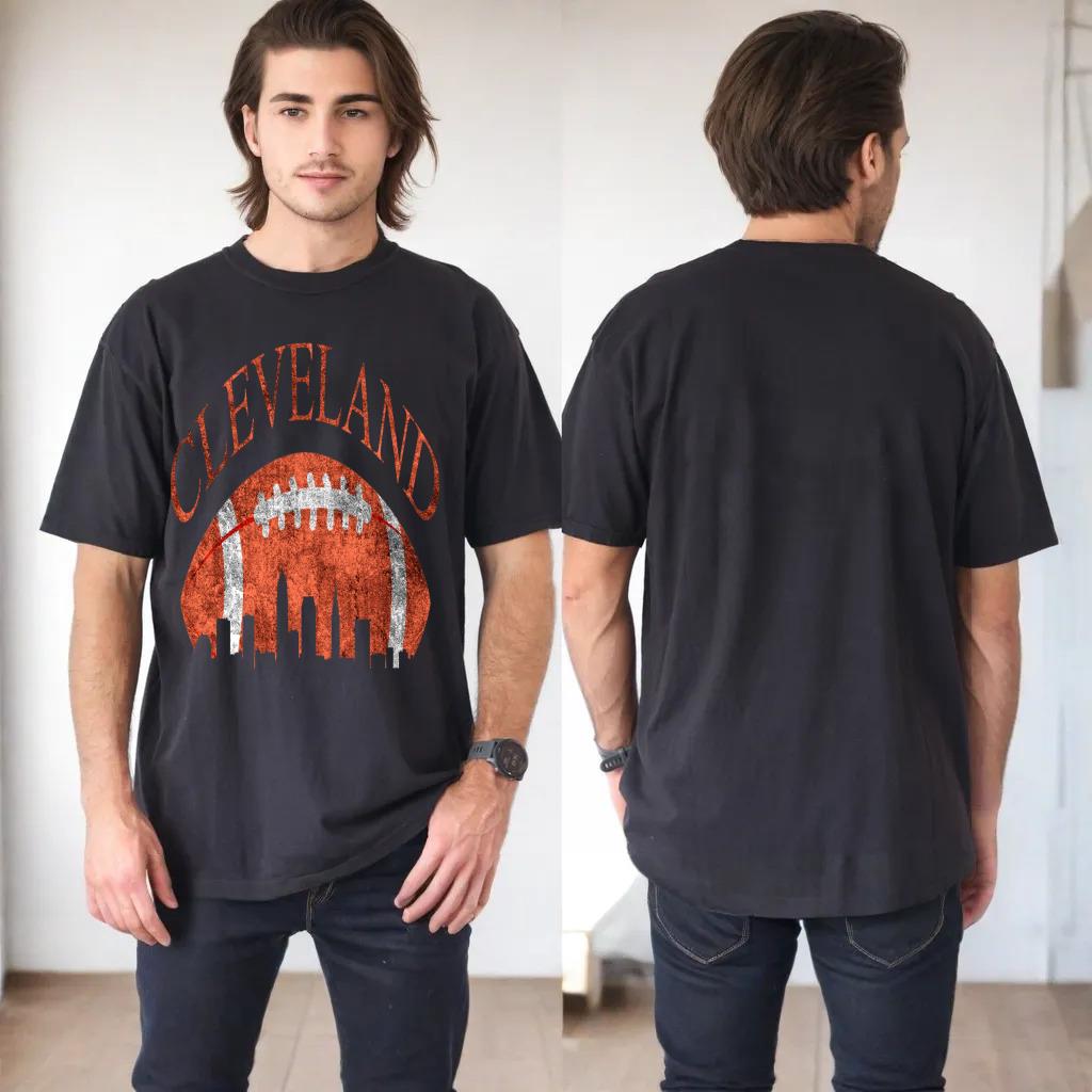 Vintage Downtown Cleveland Ohio Skyline Football Gift Sweatshirt