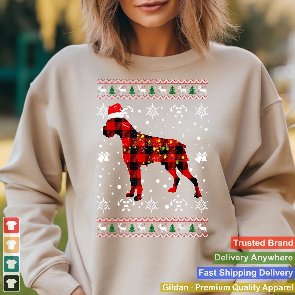 Christmas Shirt for Boxer Dog Lover Gift Santa Buffalo Plaid