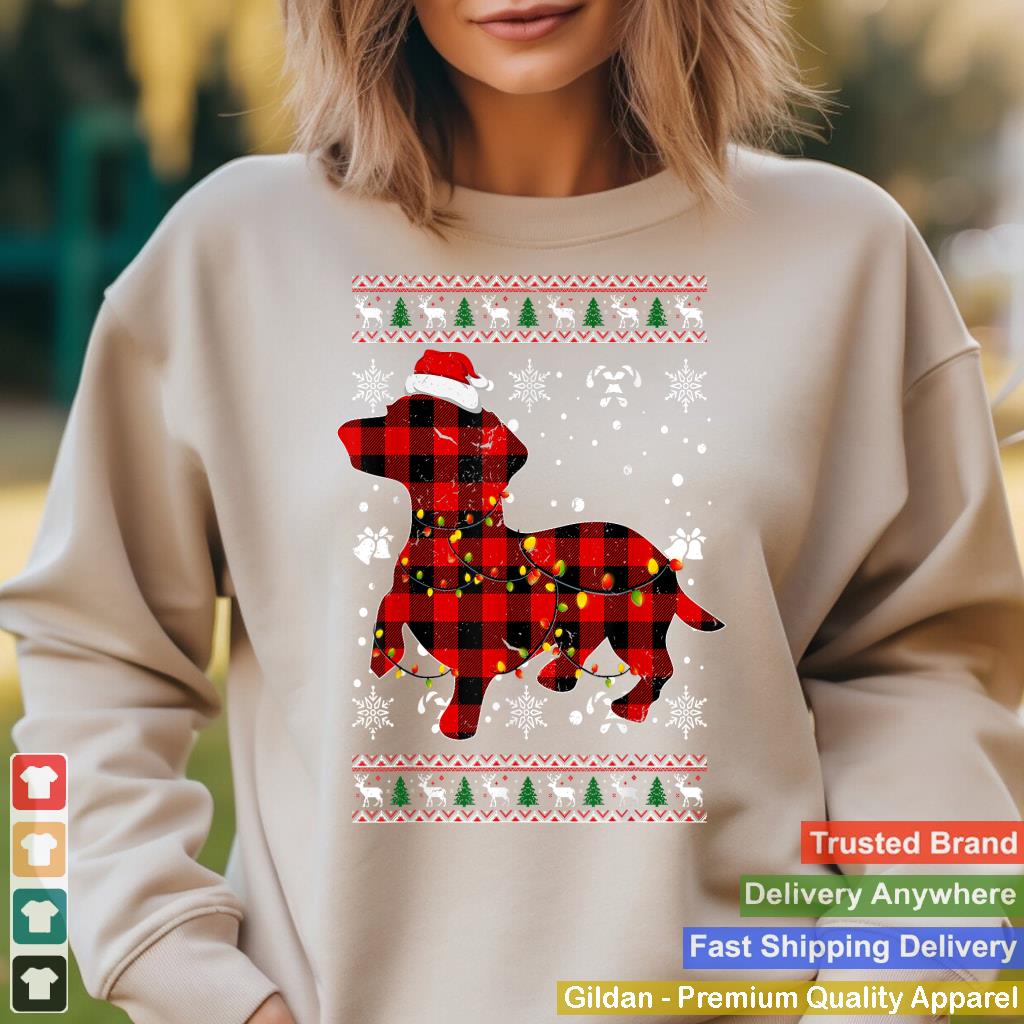 Christmas Shirt for Dachshund Lover Gift Santa Buffalo Plaid