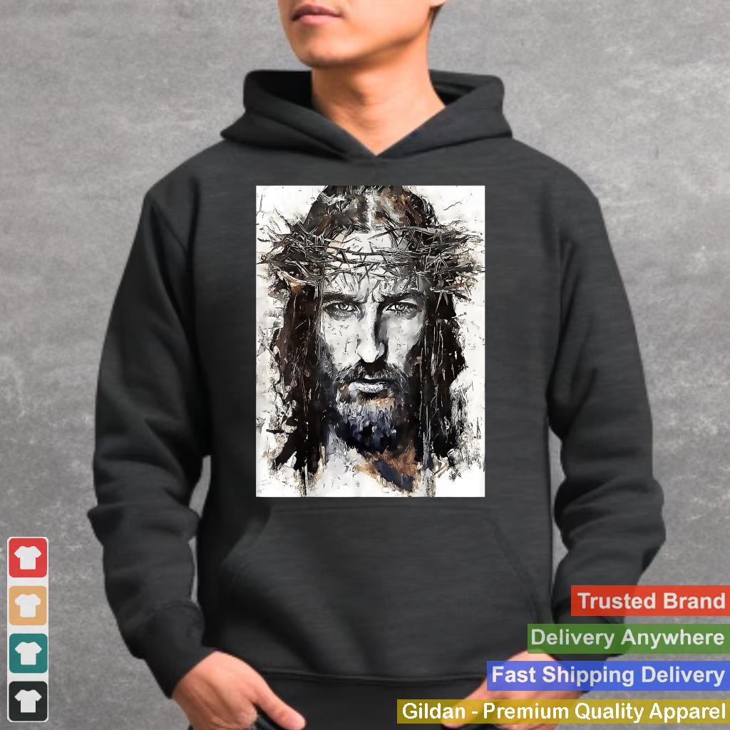 Vintage Art Face Of Jesus On A Cross With Crown Of Thorns