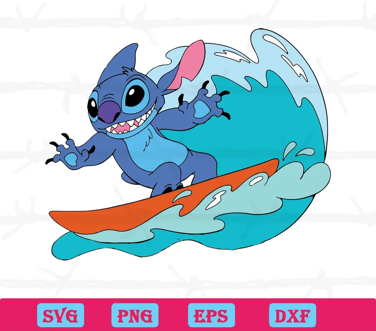 Disney Stitch Surfing Svg