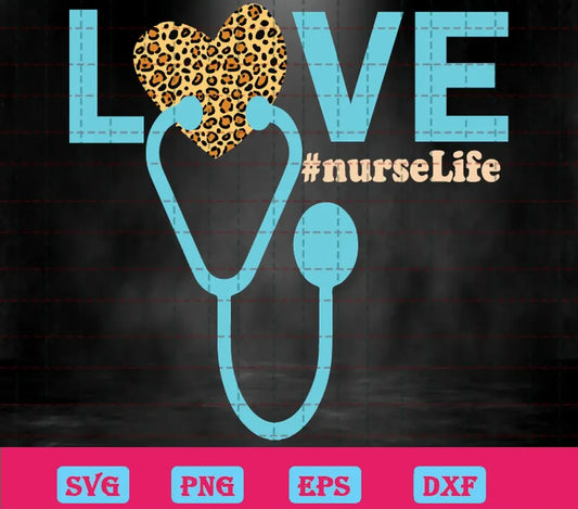 Love Nurse Life Leopard Heart, Free Commercial Use Svg Fonts