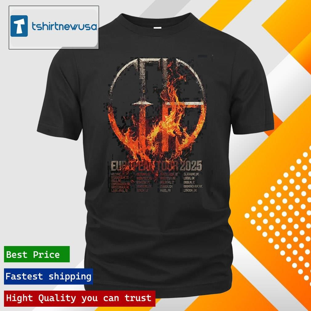 Top Pantera European Tour 2025 Flame Logo Merch Tee With Tour Location Two Sides Unisex Shirts