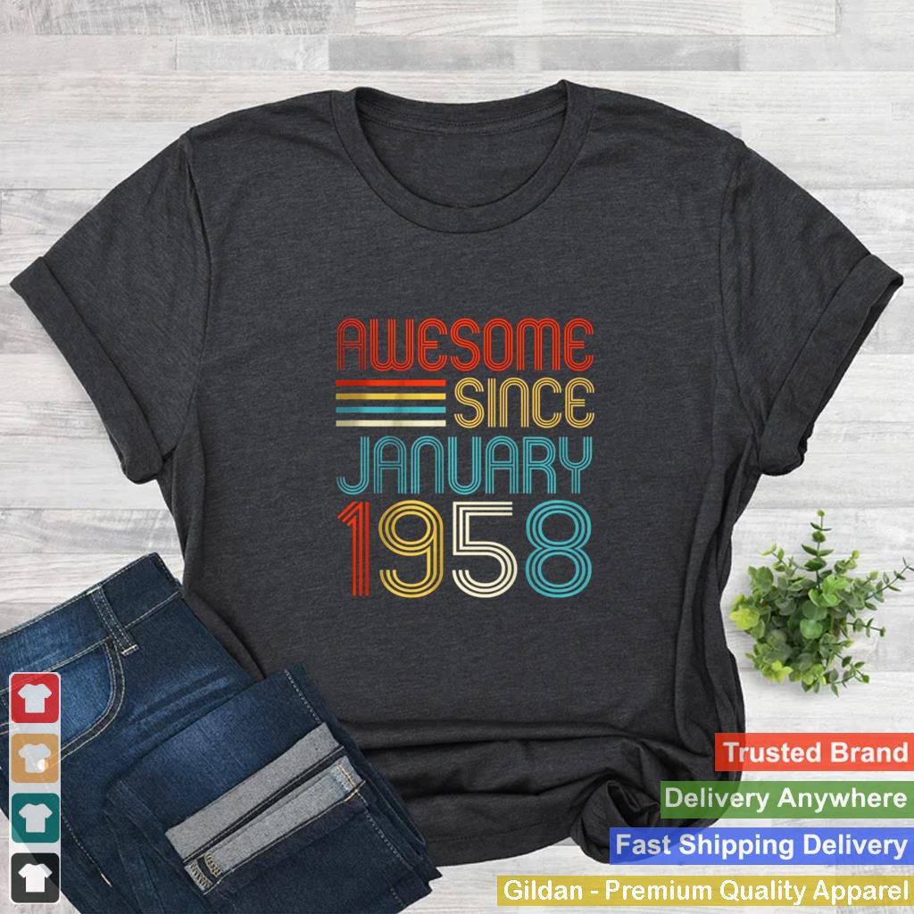 Awesome Since January 1958 64th Birthday Retro Shirt