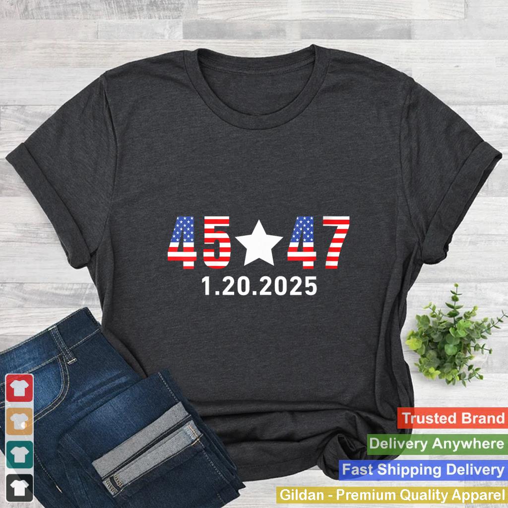 Womens Trump Inauguration Day 2025 45 47 American Flag White Star V-Neck