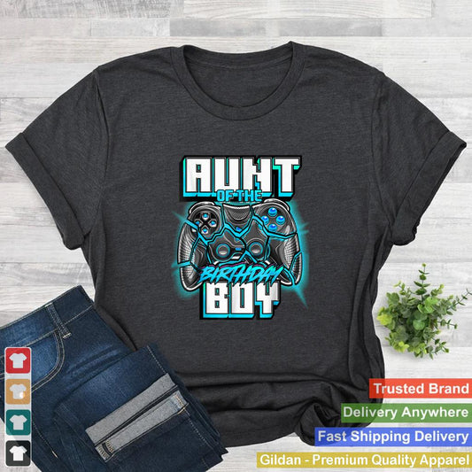 Aunt Of The Birthday Boy Matching Family Video Game Party T Shirt B09W8YT5BZ